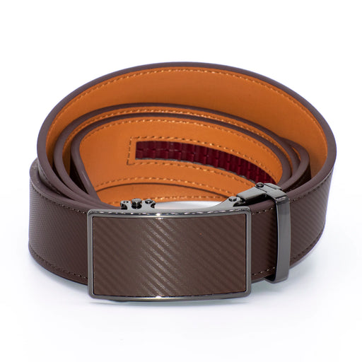 Men's Textured Square Brown Leather Belt
