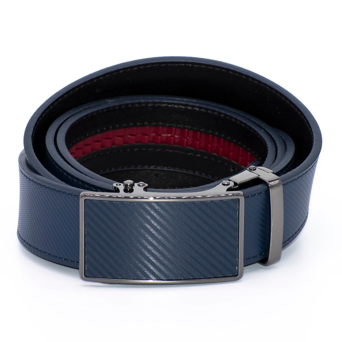 Men's Textured Square Navy Leather Belt