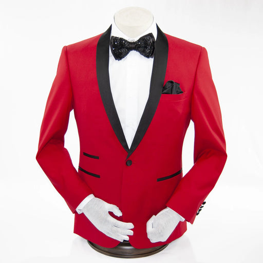 Men's Red And Black Satin 2-Piece Tuxedo