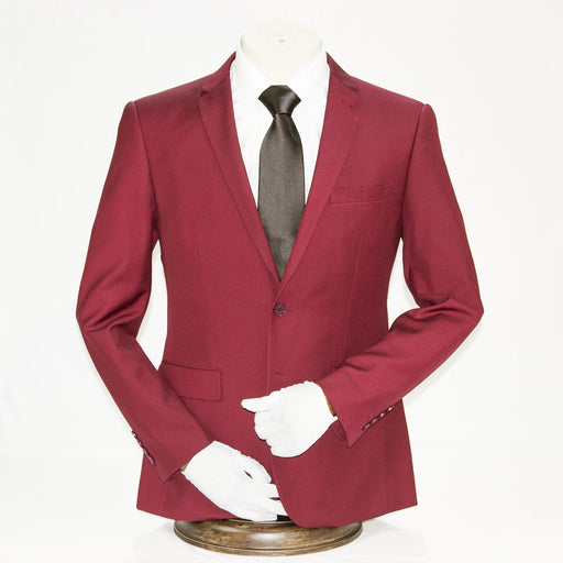 Men's Classic Burgundy 2-Piece Modern-Fit Suit - Front Closure