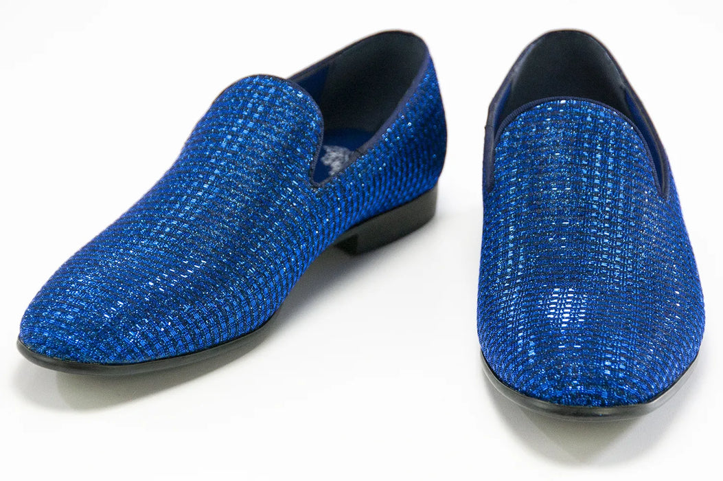 Royal Blue Glitter Smoking Loafer