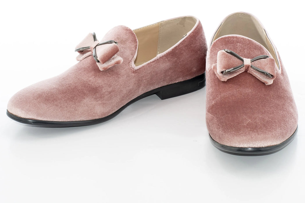 Dusty Rose Velvet Smoking Loafer With Bow