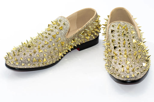 Men's Gold Spiked Loafer - Vamp, Toe, Outsole