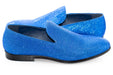 Men's Blue Glitter Sparkling Dress Loafer With Red Sole