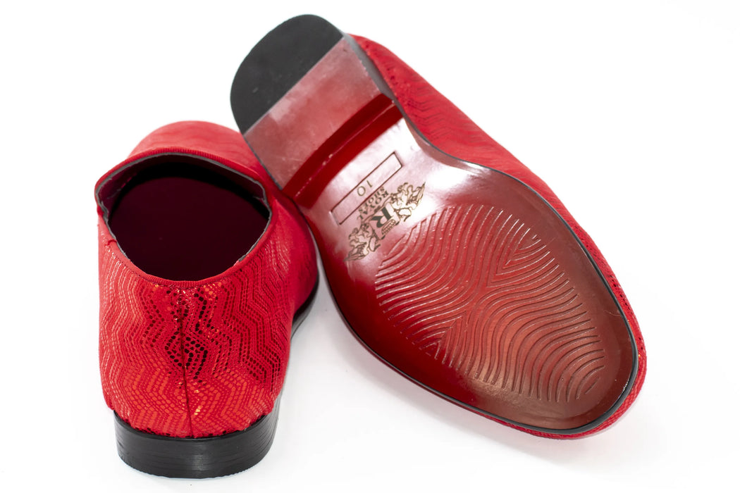 Red Metallic Chevron Patterned Loafer