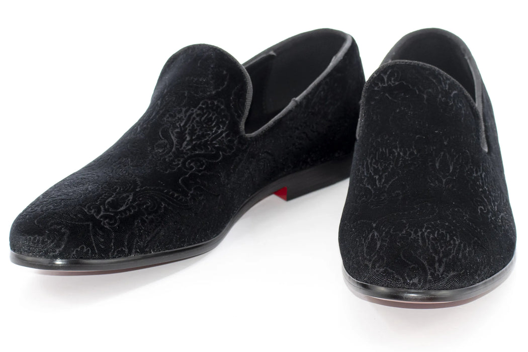 Black Damask Velvet Fashion Loafer