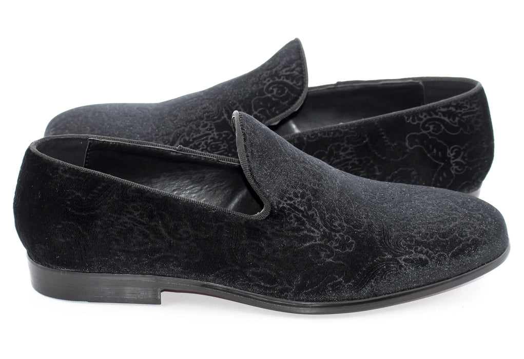 Black Damask Velvet Fashion Loafer