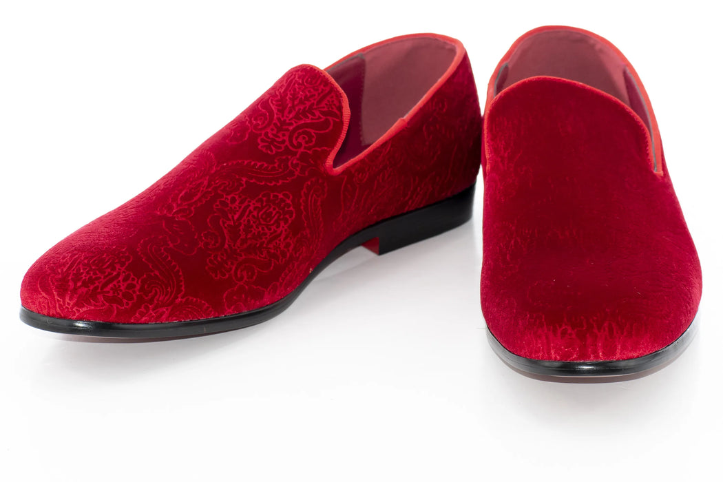 Red Damask Velvet Fashion Loafer