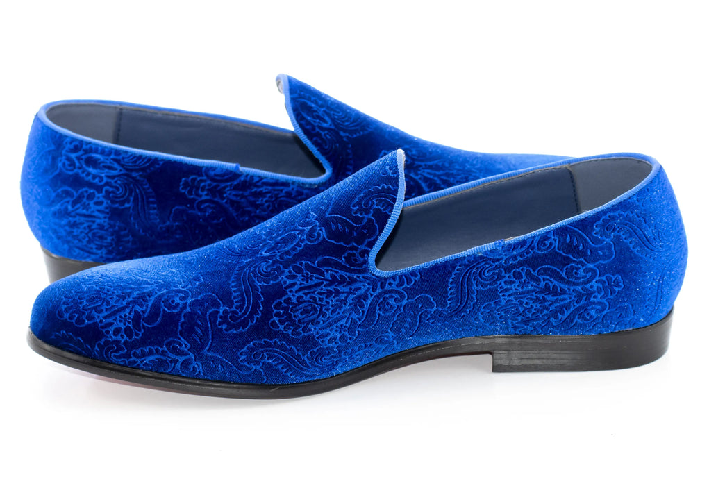 Royal Blue Damask Velvet Fashion Loafer