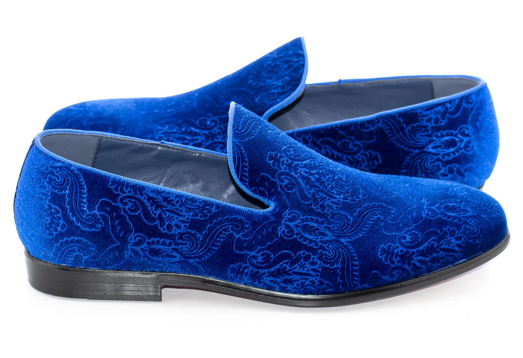 Royal Blue Damask Velvet Fashion Loafer