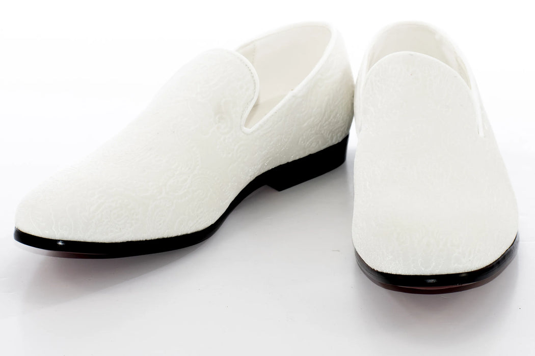 White Damask Velvet Fashion Loafer