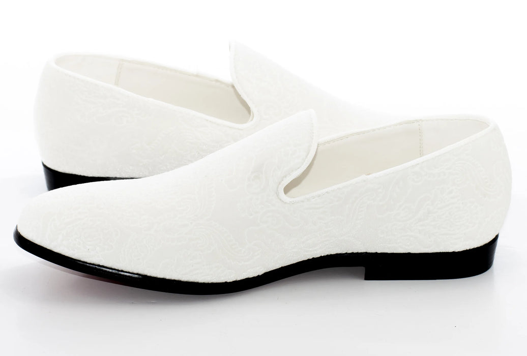White Damask Velvet Fashion Loafer
