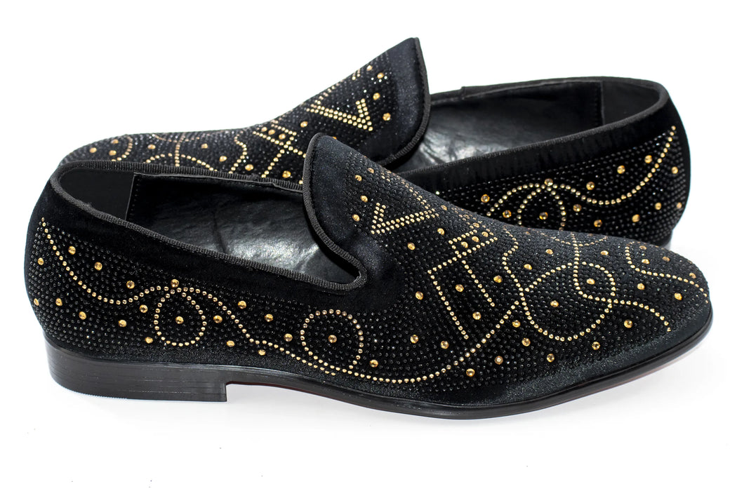 Black and Gold Rhinestone Nouveau Loafer