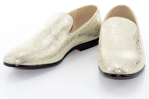 Gold Wavy Metallic Fashion Loafer Front Upper
