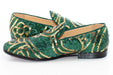Green And Gold Sequined Loafer - Quarter, Heel