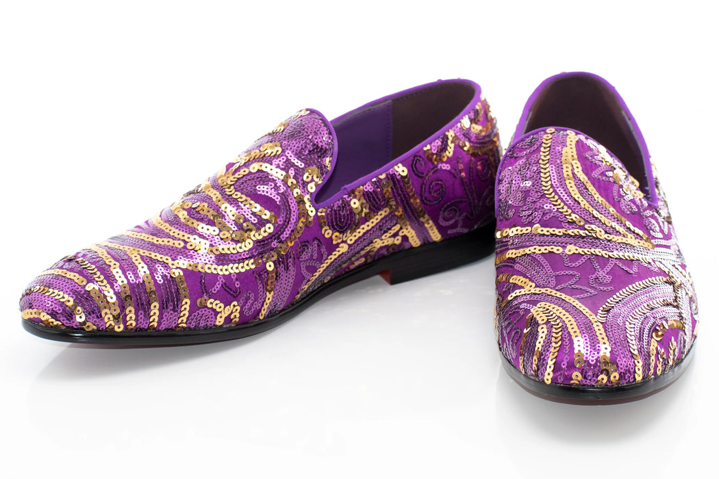 Purple And Gold Sequined Loafer - Vamp, Toe, Outsole