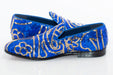 Blue And Gold Sequined Loafer - Quarter, Heel