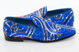 Blue And Gold Sequined Loafer - Quarter, Heel