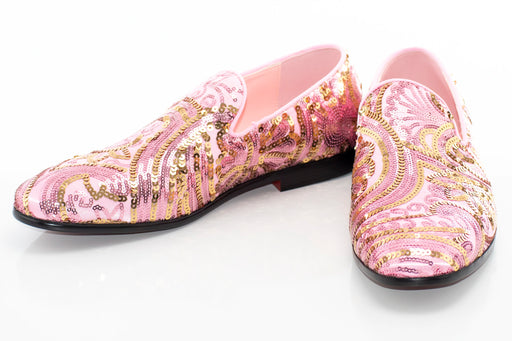 Pink And Gold Sequined Loafer - Vamp, Toe, Outsole