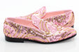 Pink And Gold Sequined Loafer - Quarter, Heel