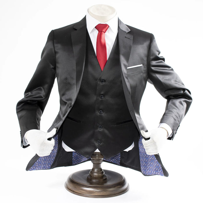 Black Satin 3-Piece Tailored-Fit Suit