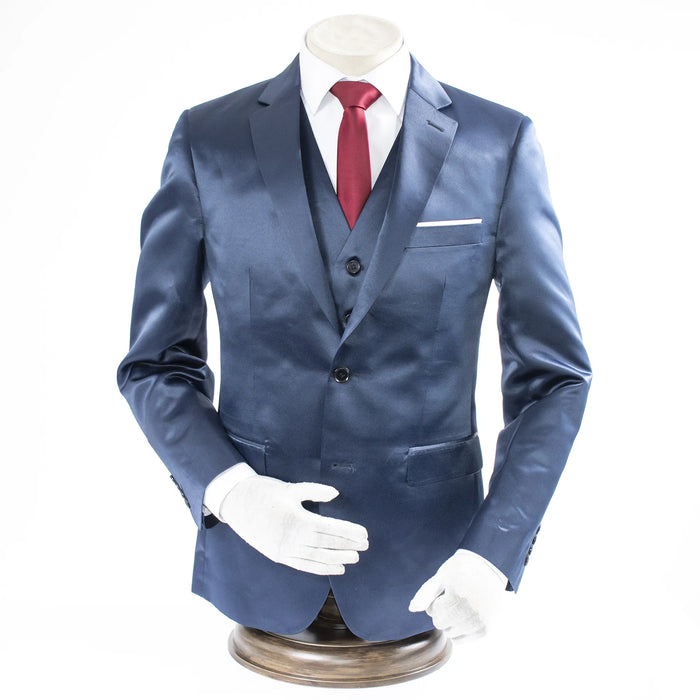 Sapphire Satin 3-Piece Tailored-Fit Suit