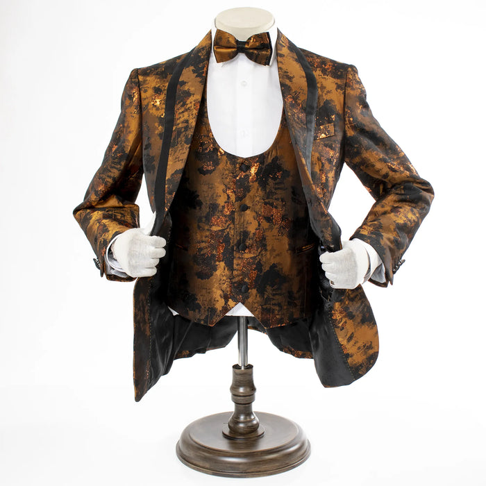 Copper Fancy Woven 3-Piece Slim-Fit Tuxedo