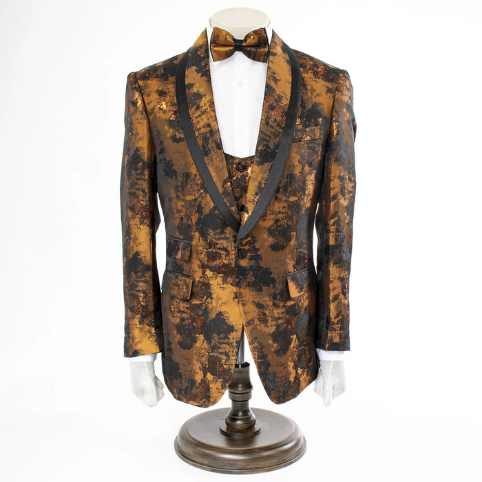 Copper Fancy Woven 3-Piece Slim-Fit Tuxedo
