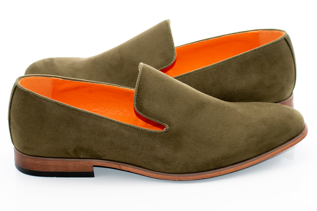 Men's Olive Green Suede Dress Shoe Loafer