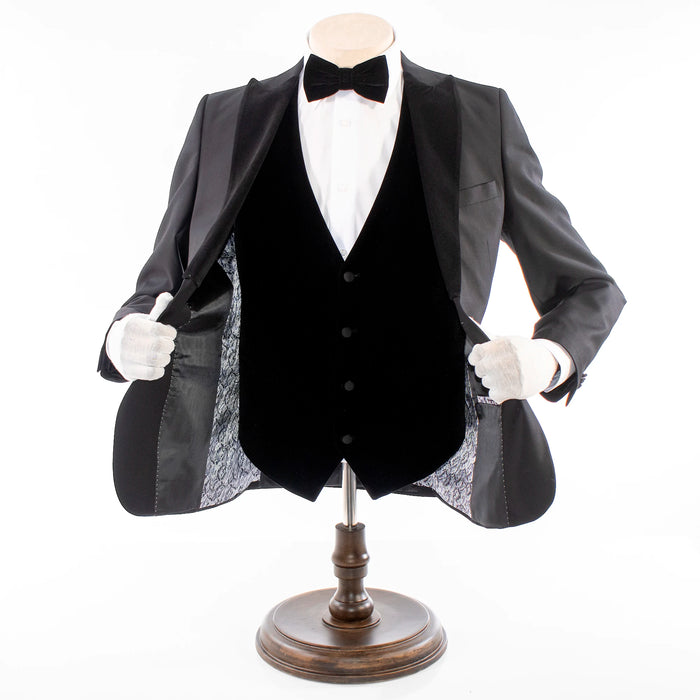 Men's Black 3-Piece Slim-Fit Tuxedo - Single-Breasted Vest