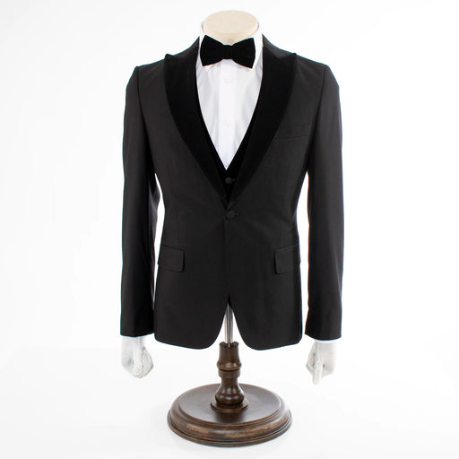 Men's Black 3-Piece Slim-Fit Tuxedo - Front Button Closure