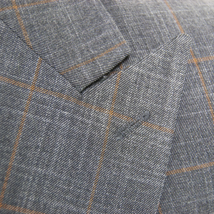 Gray Plaid 2-Piece Slim-Fit Designer Wool Suit