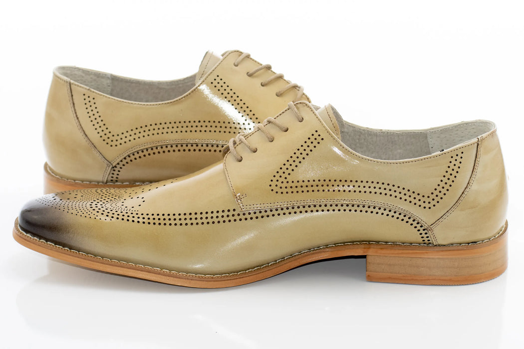 Natural Brogue Leather Lace-Up