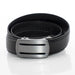 Men's Gunmetal And Black Horizontally Lined Belt And Buckle