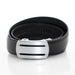 Men's Silver And Black Horizontally Lined Belt And Buckle