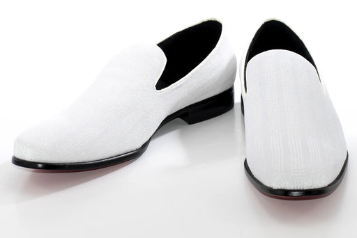 Men's White Rhinestone Dress Loafer