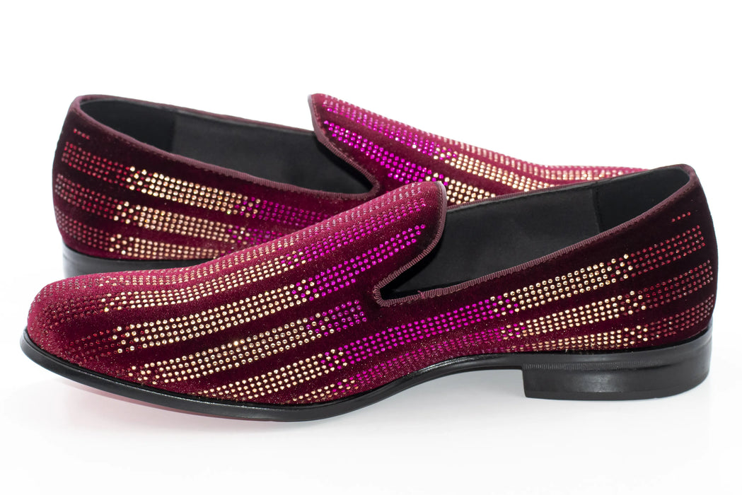 Men's Purple Gold And Pink Rhinestone Dress Loafer