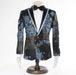 Black And Blue Slim-Fit Dinner Jacket Front Embroidery