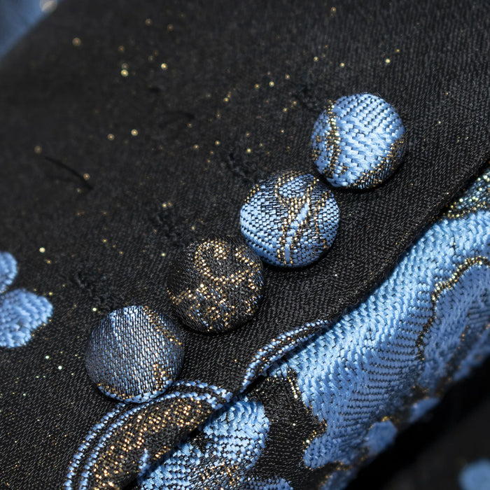 Black And Blue Slim-Fit Dinner Jacket Cuffs