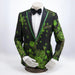 Black And Green Slim-Fit Dinner Jacket - Front Embroidery
