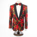 Men's Red Floral Dinner Jacket With Shawl Lapels