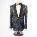 Men's Royal Blue Floral Dinner Jacket With Shawl Lapels