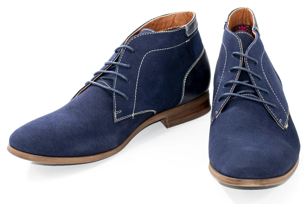 Blue Suede Lace-Up Chukka Boot