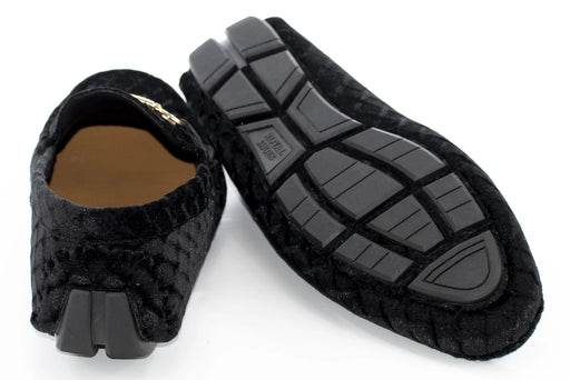 Black Diamond Embroidered Velvet Bit-Loafer Dress Shoe Sole