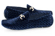 Men's Navy Blue Velvet Diamond Bit-Loafer