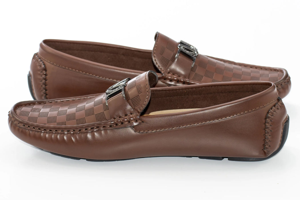 Brown Gingham Textured Driver Loafer