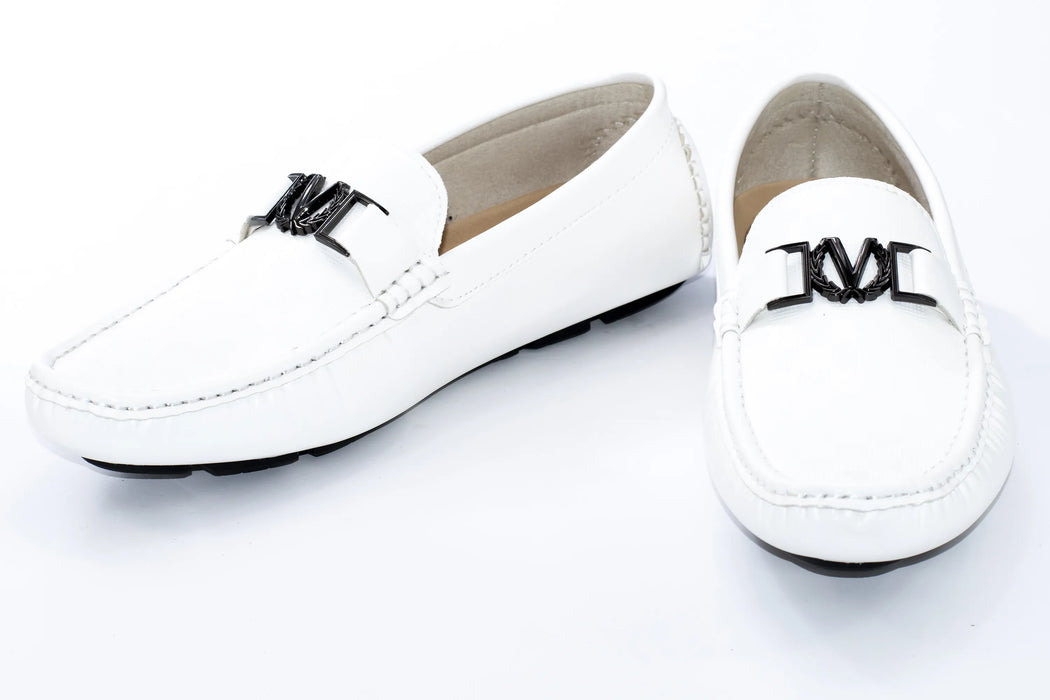 White Gingham Textured Driver Loafer