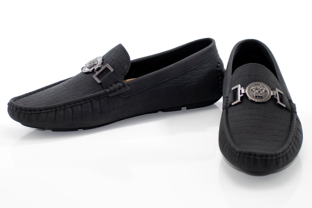 Men's Black Alligator Scale Loafer Dress Shoe