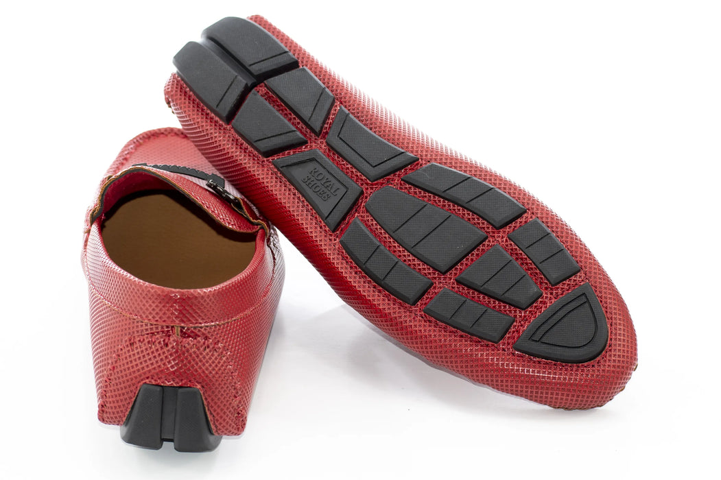 Red Perforated Driver Loafer with Designer Bit
