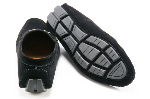 Men's Black Suede Leather Moccasin Bit-Loafer